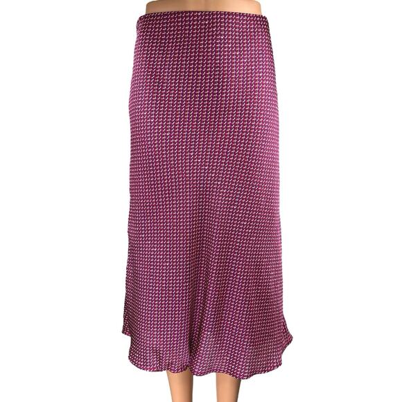 Leith Dresses & Skirts - Leith Bias Women's Pink Purple Silk Satin Geometric Print Midi A-Line Skirt S
